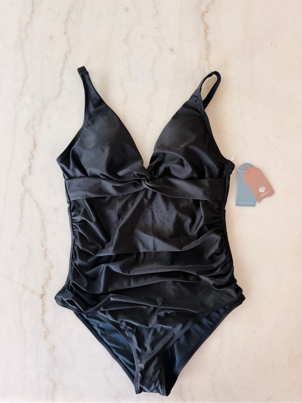 Women’s Black Twist-Front One-Piece Swimsuit